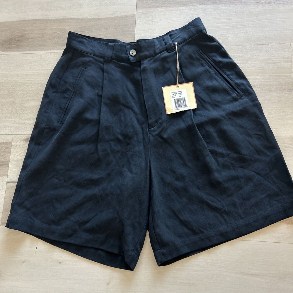 Tommy Bahama Shorts Womens 10 BLK  Herringbone Tee Time Short Silk Golf Pleated